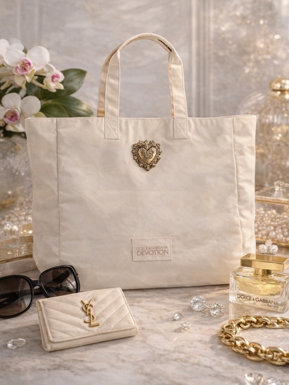 Dolce & Gabbana Devotion Parfum Tote, NEW With Iconic Gold D & G Logo
